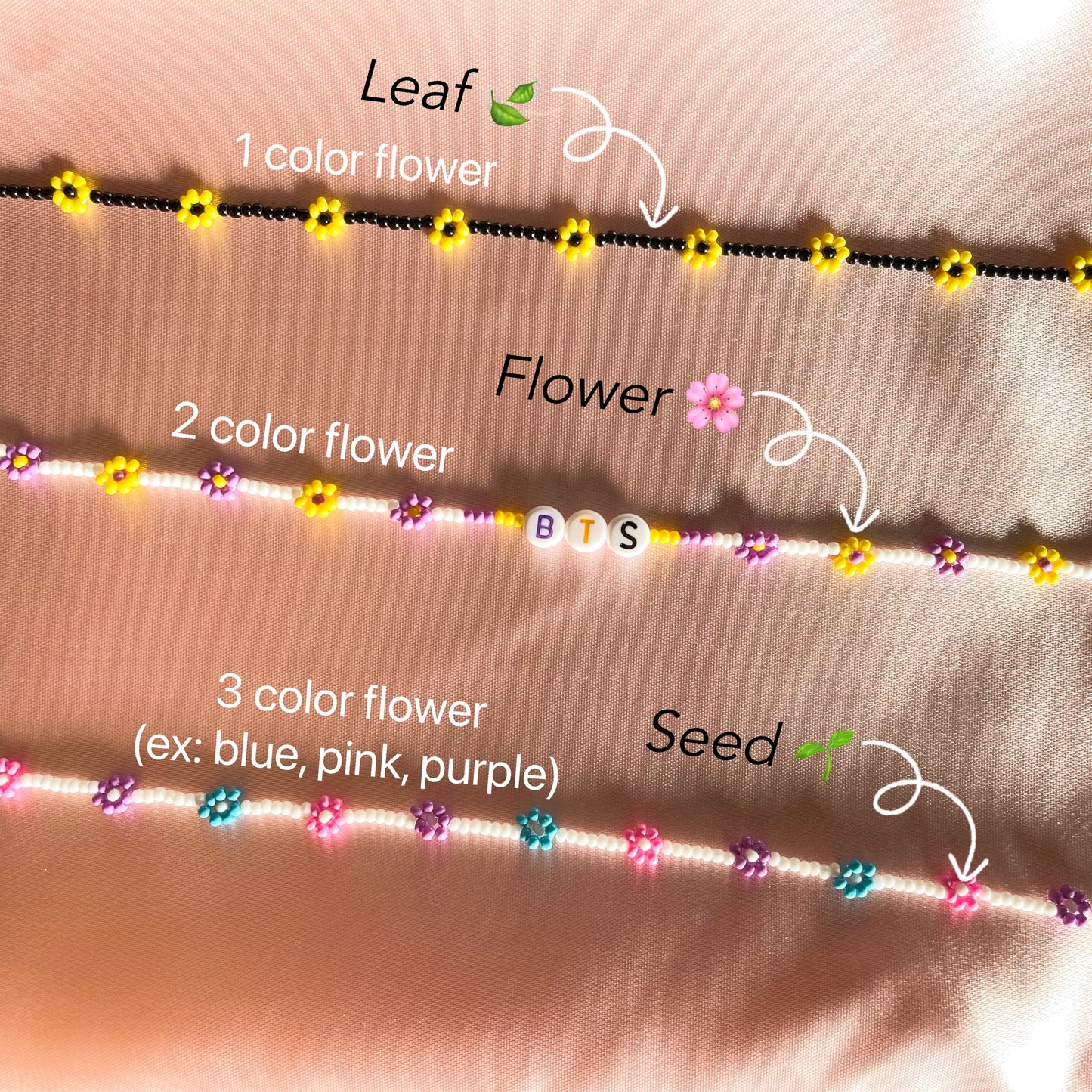 🌸 FLOWER BEADED ANKLET CUSTOM 🌷